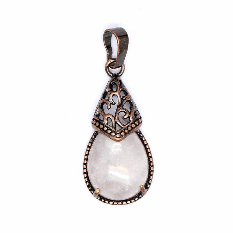 Drop-shaped Natural Stone Bronze Charms (Single Pendant) -CS