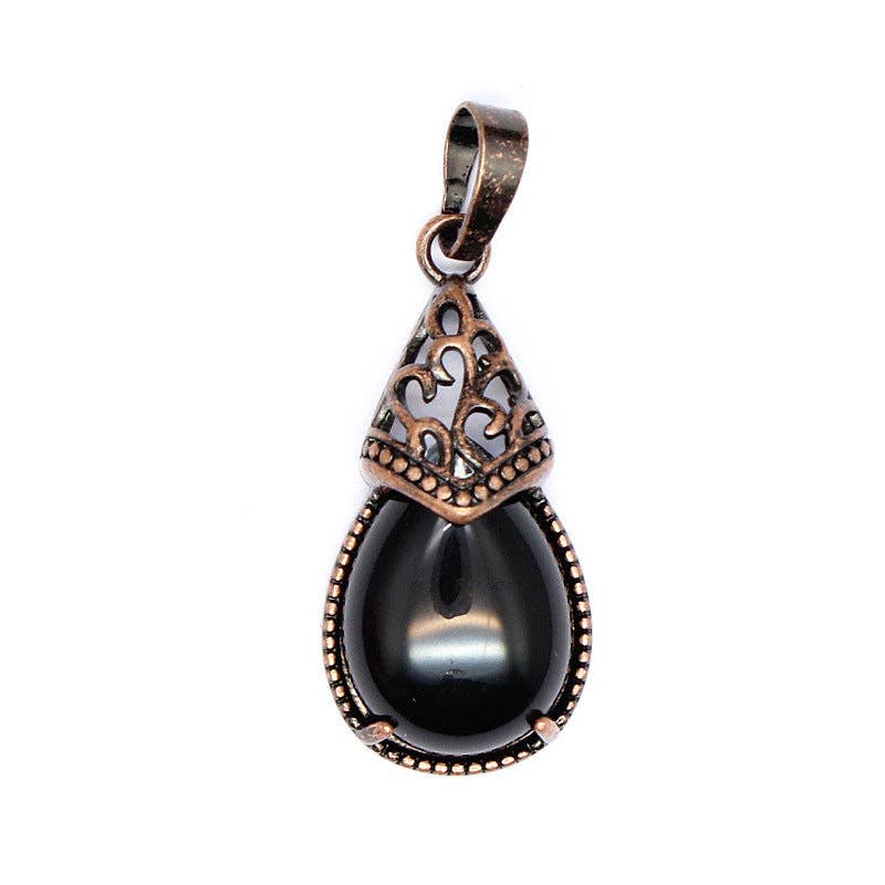 Drop-shaped Natural Stone Bronze Charms (Single Pendant) -CS
