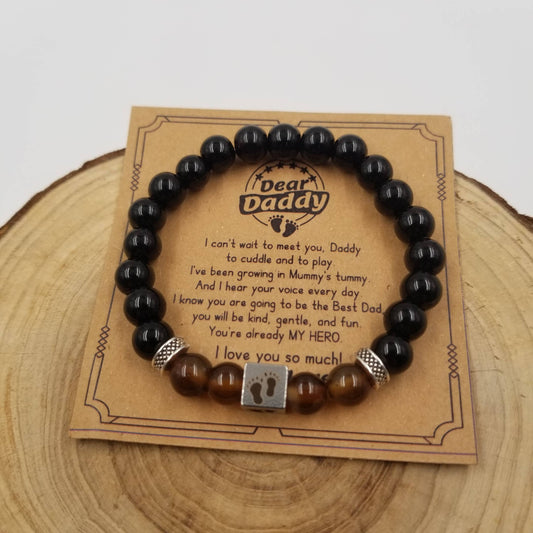 Natural Tiger Eye Stone Obsidian Bracelet Father's Day