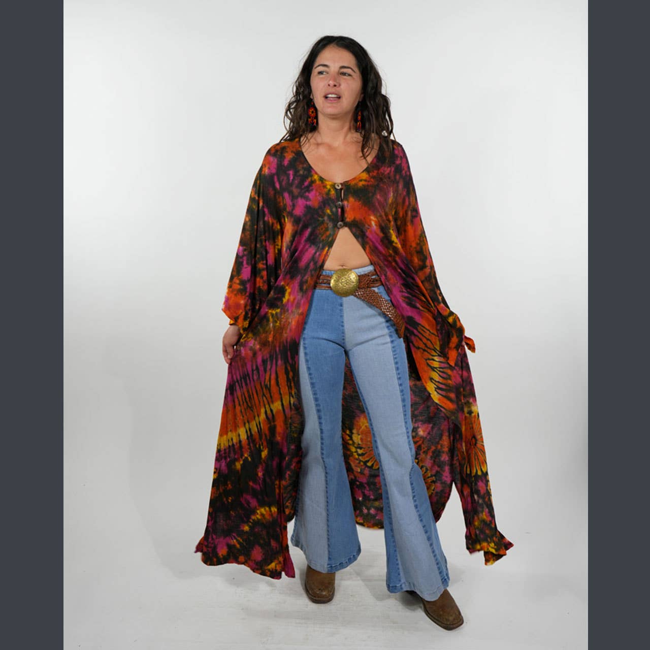 Boho Hippie Viscose Tie Dye Grateful Dead Duster