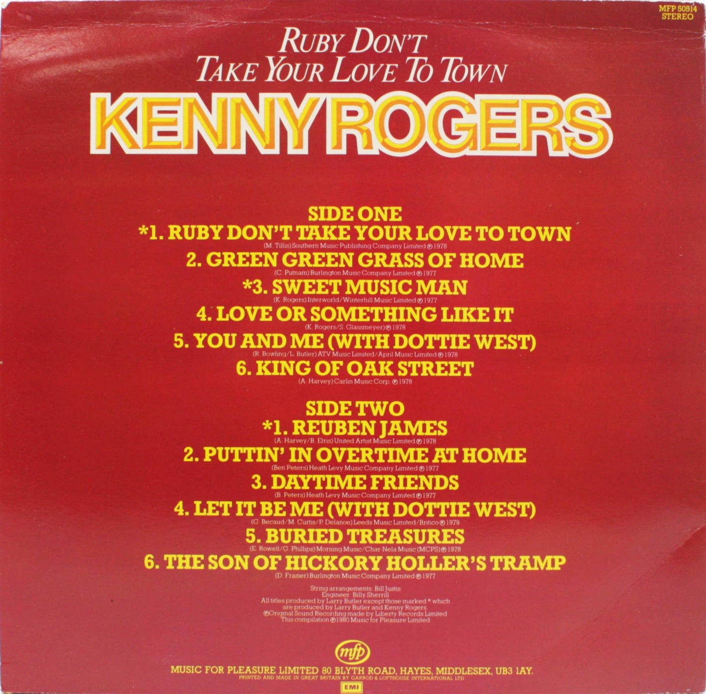 12" Vinyl LP Record - Kenny Rogers - Ruby Don't Take Country