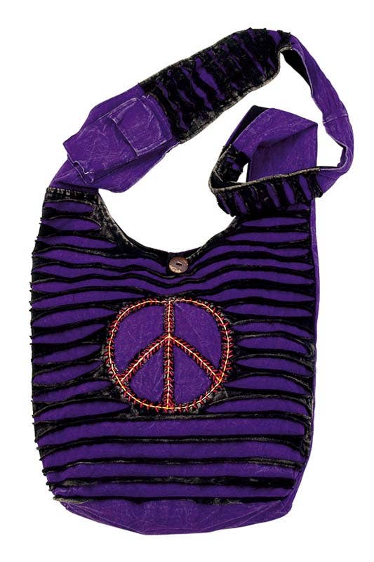 Purple / Black Ribbed Peace Monk Bag