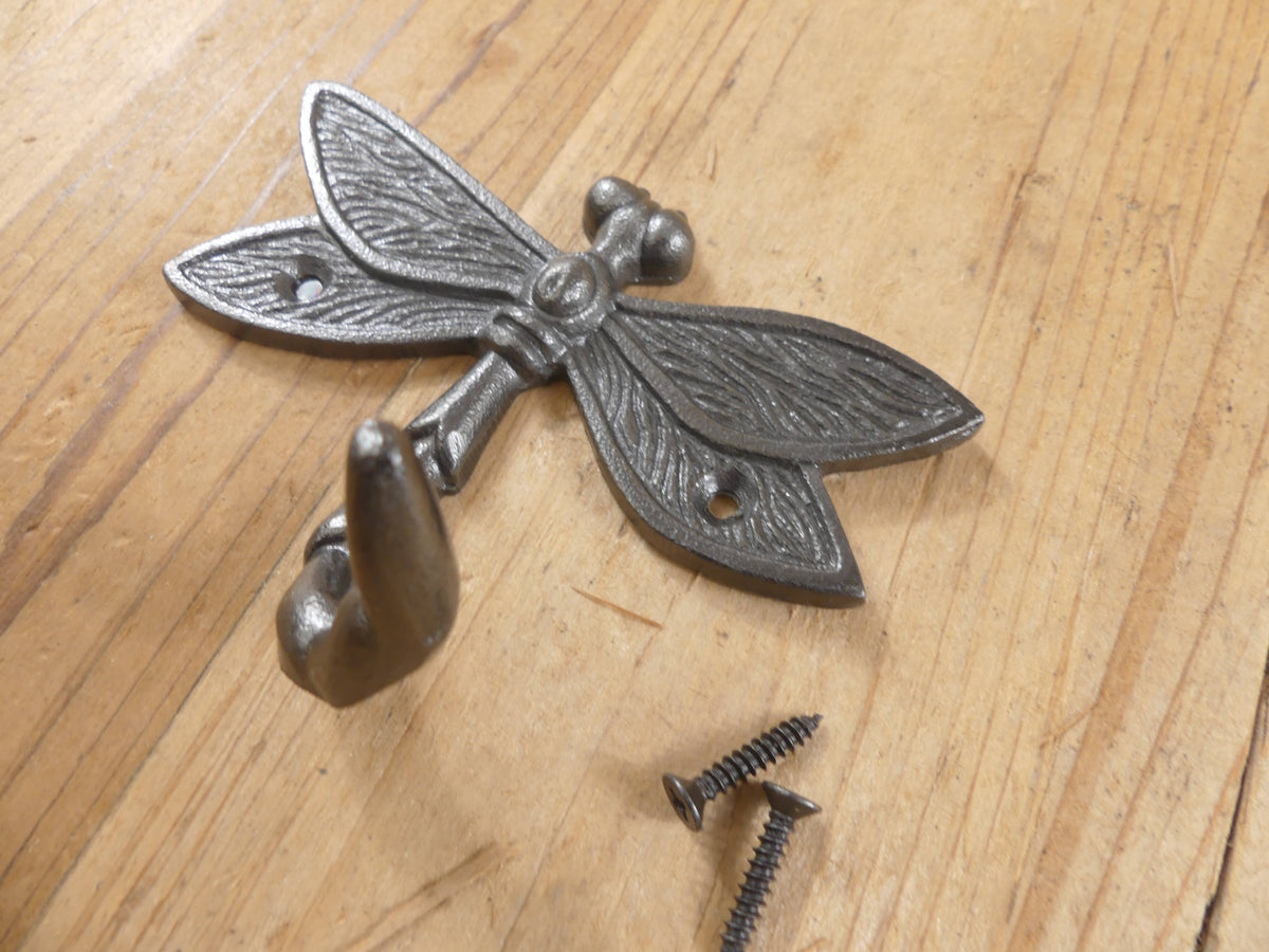 GLAZED IRON DRAGONFLY COAT HOOK