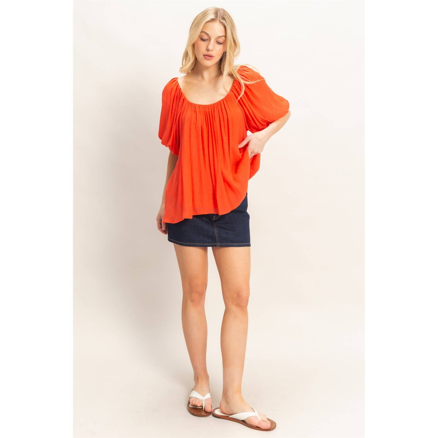 Gathered Puff Sleeve Blouse