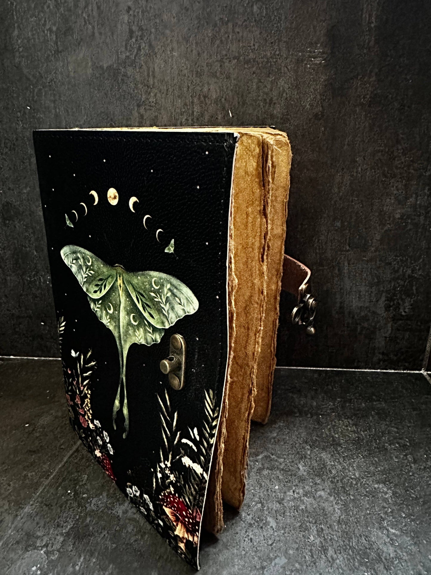 Luna Moth Journal | Leather Journal | Blank Vintage Notebook