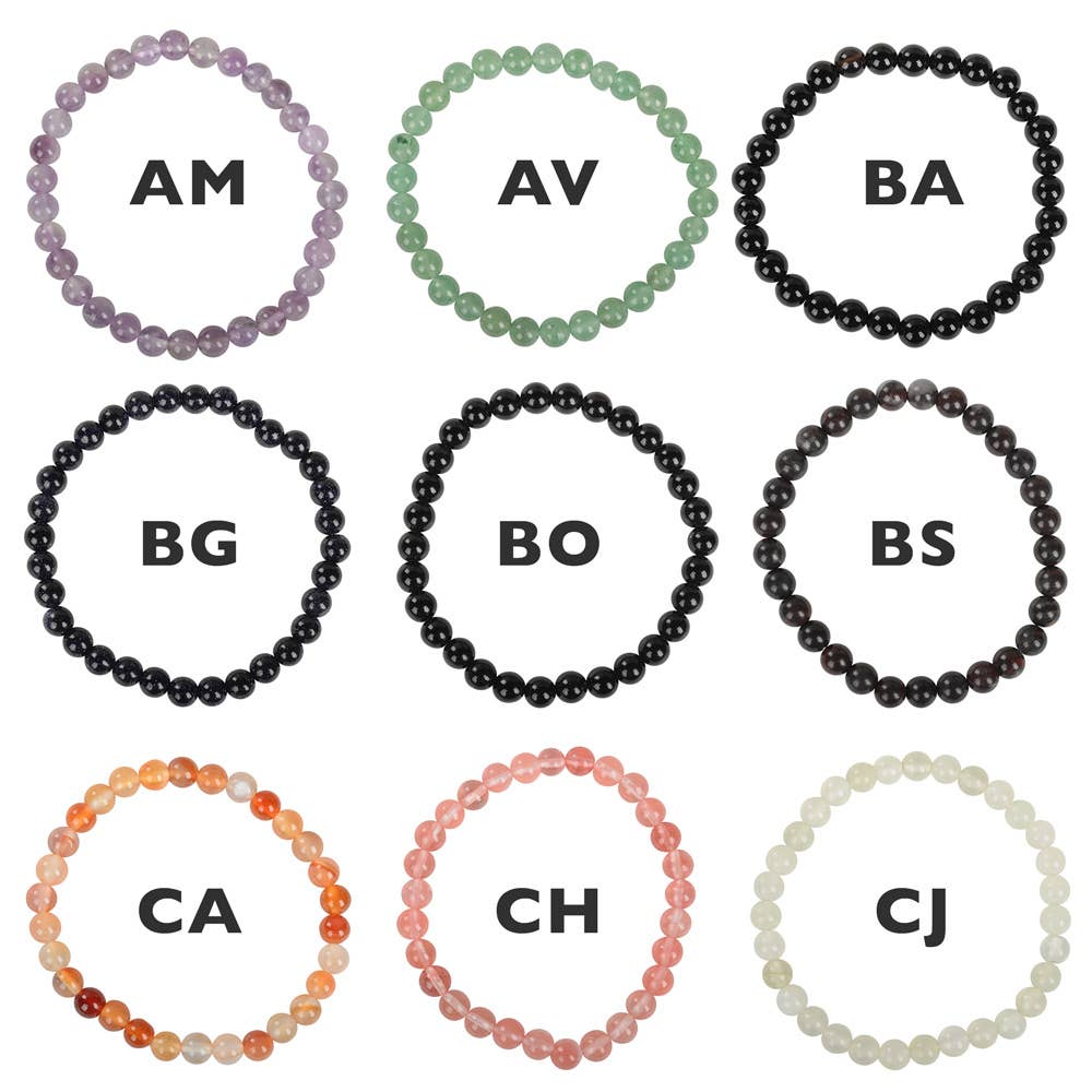 6mm Crystal Gemstone Stretch Bracelets