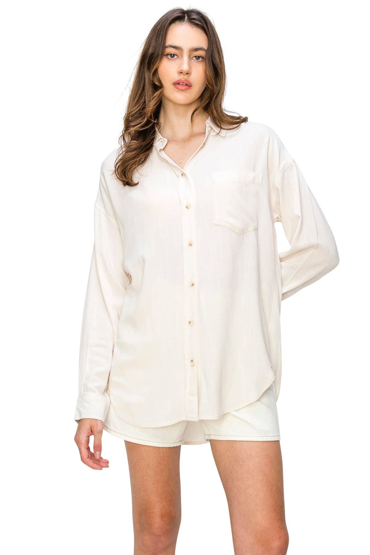 CALI1850 RELAXED LINEN BUTTON DOWN SHIRT (20728JLN486)