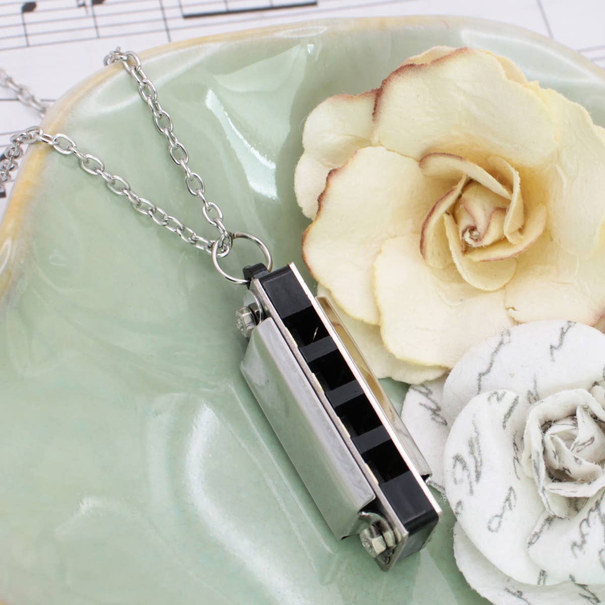 Silver Harmonica Necklace