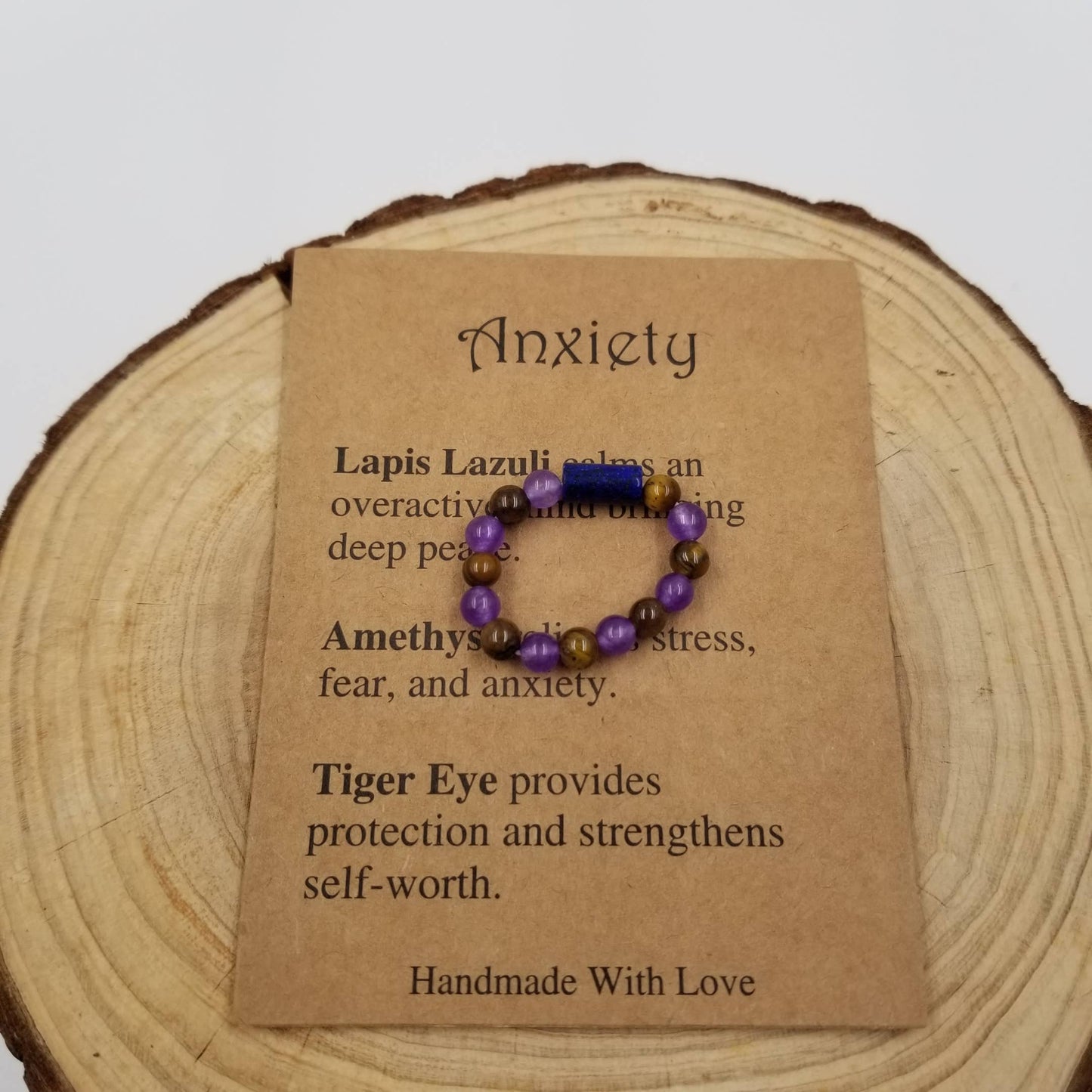 Natural Stone Bead Chakra Ring With Card