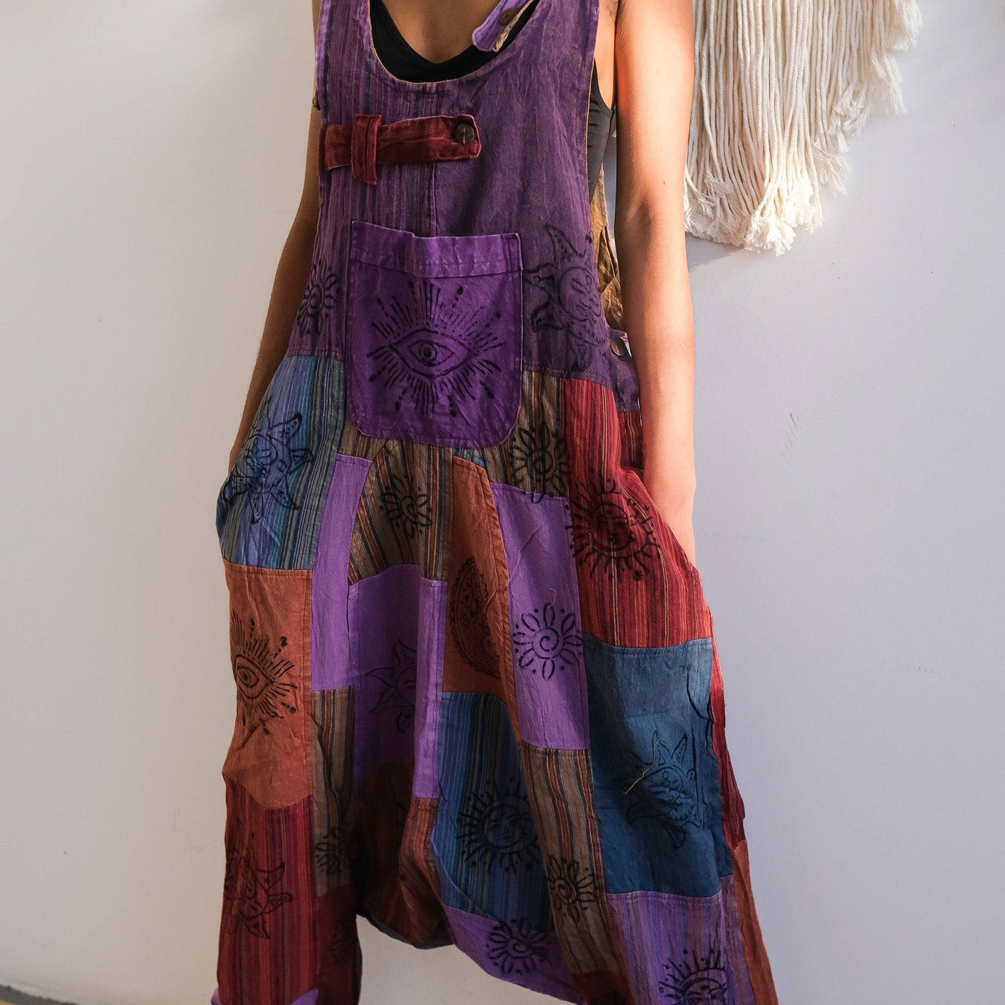 Patchwork Harem Cotton Unisex Jumpsuits (P19-K3C)