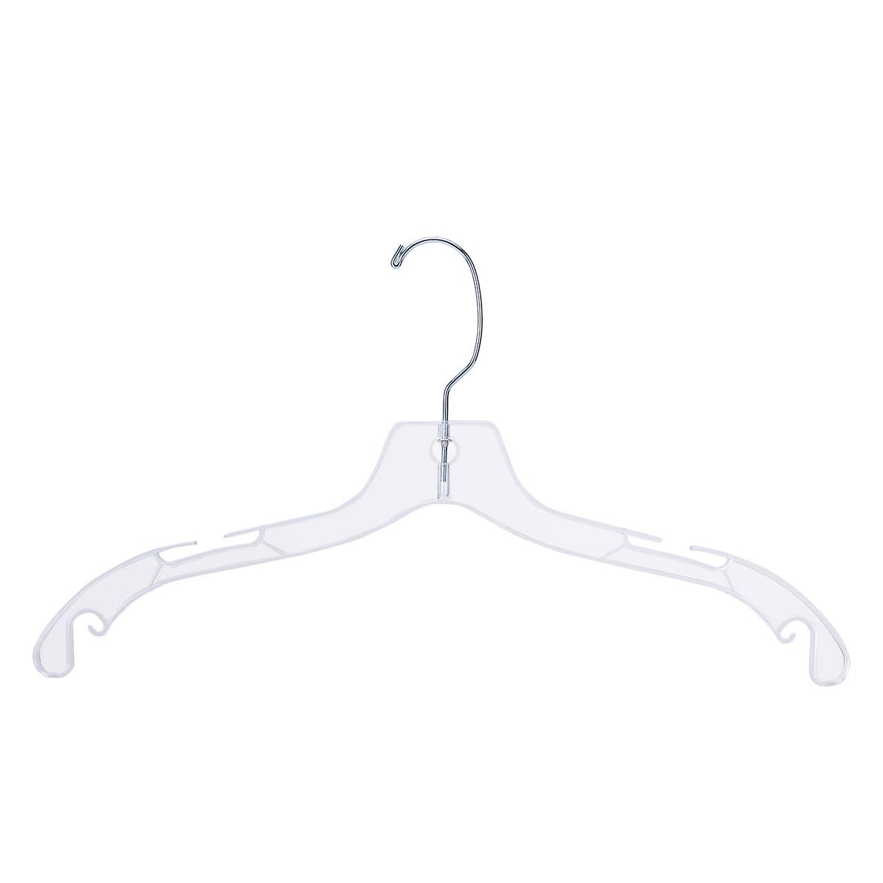 17" Economy Clear Plastic Dress Hangers - Case of 100