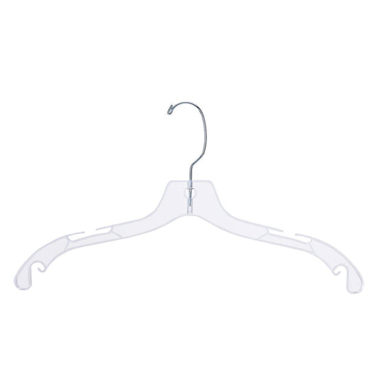 17" Economy Clear Plastic Dress Hangers - Case of 100