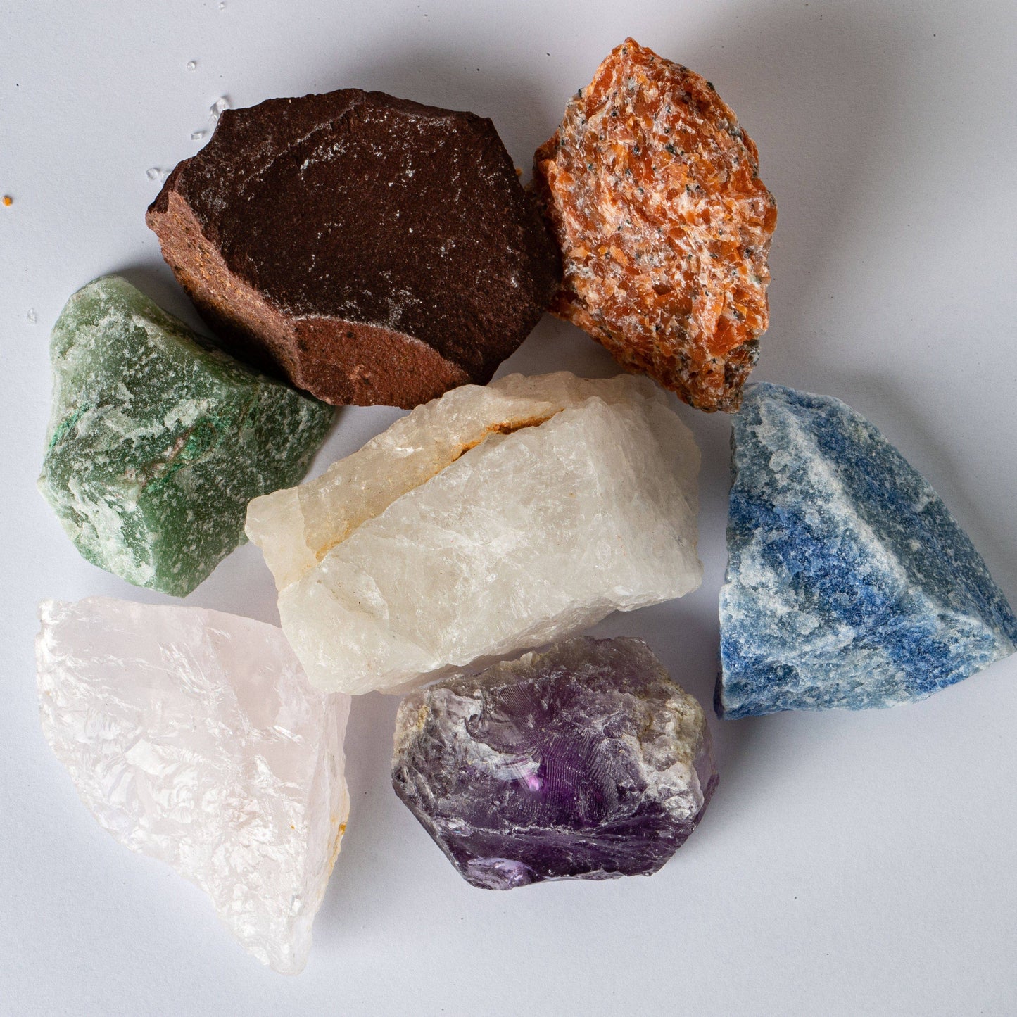 Crystal Healing 7 Rough Chakra Stones Set Tied & Tagged