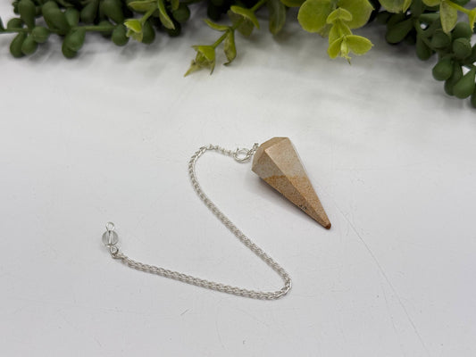 Picture Jasper Pendulum w/Silver Plated Chain