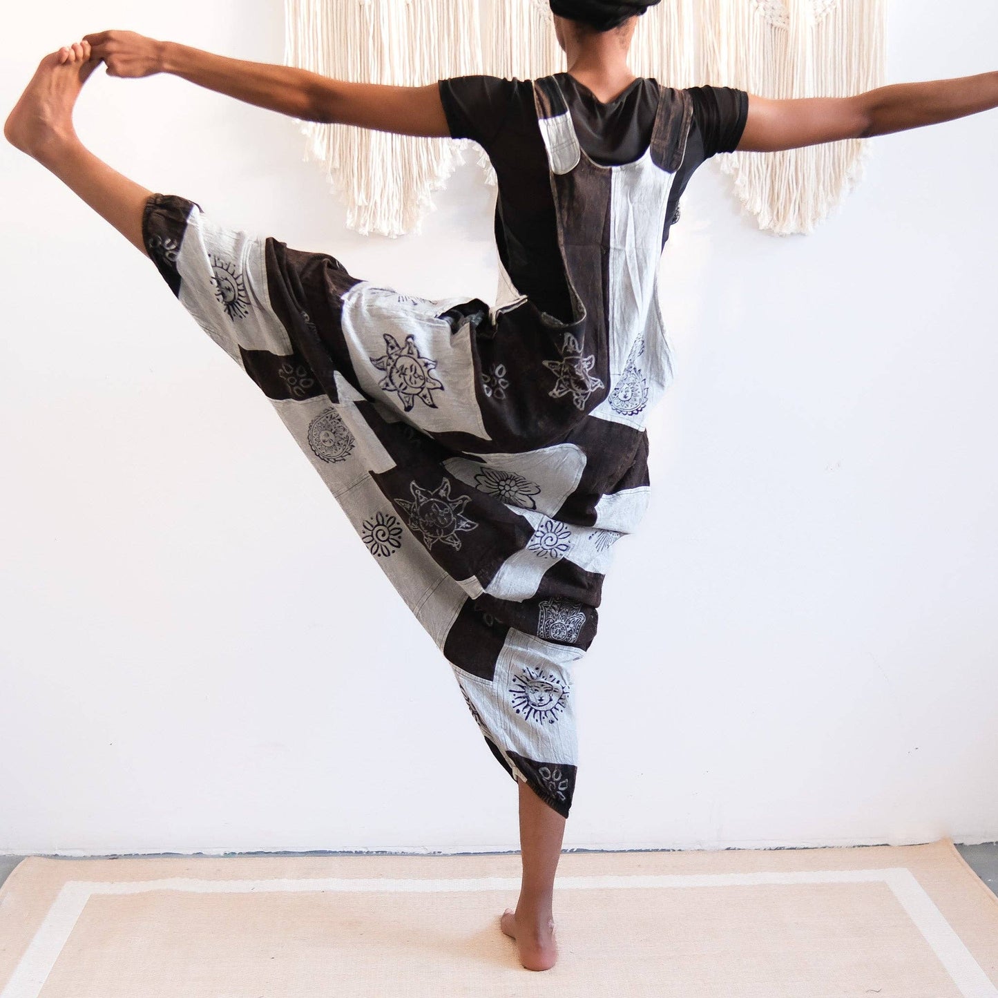 Patchwork Harem Cotton Unisex Jumpsuits (P19-K3C)