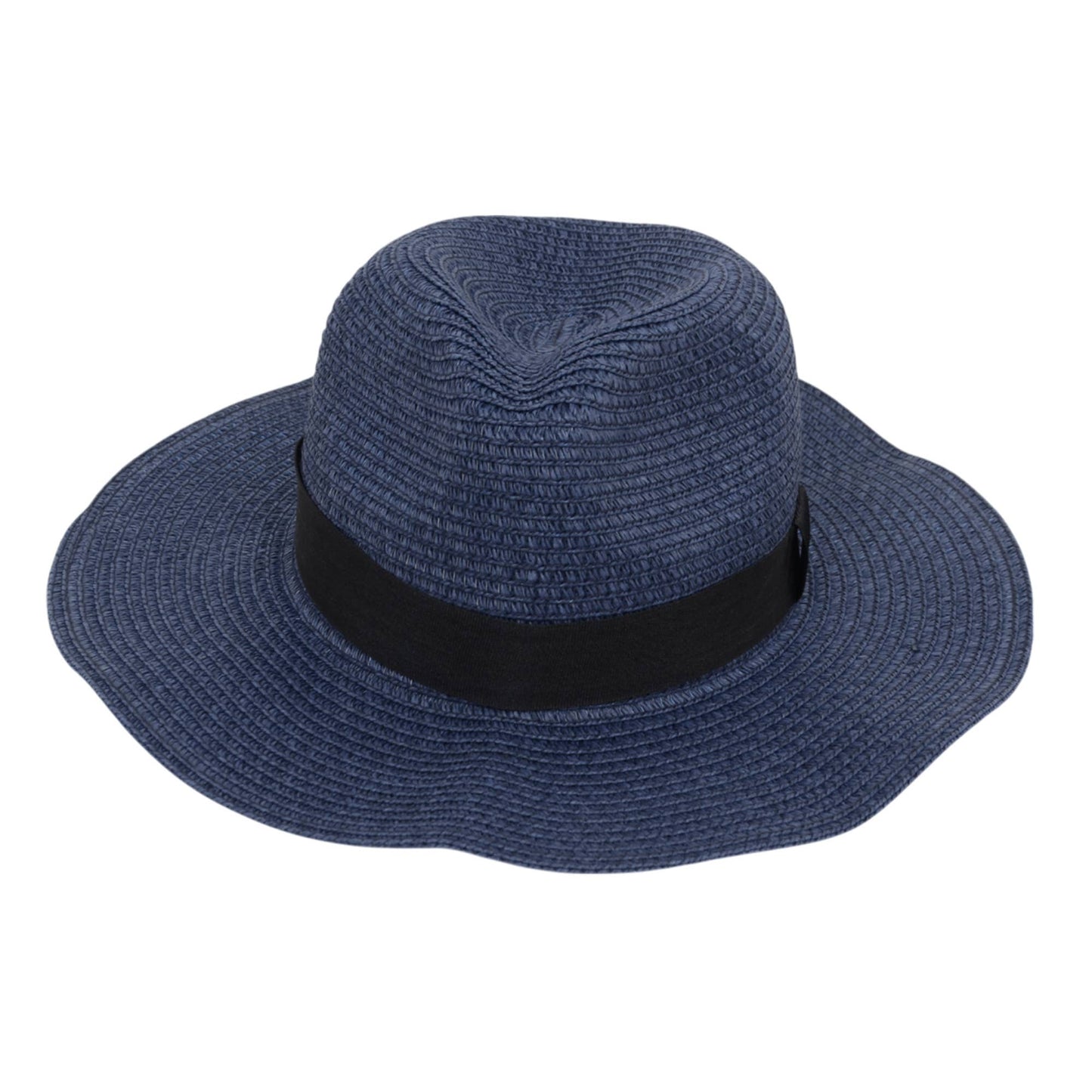 Wide Brim Straw Fedora Sun Hat Black Band Panama UV Hat