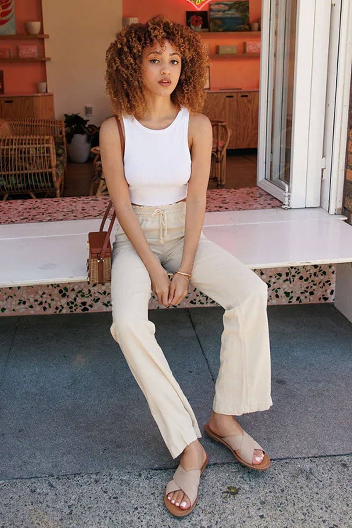 CALI1850 LINEN WIDE-LEG DRAWSTRING PANT (07024JLN000)