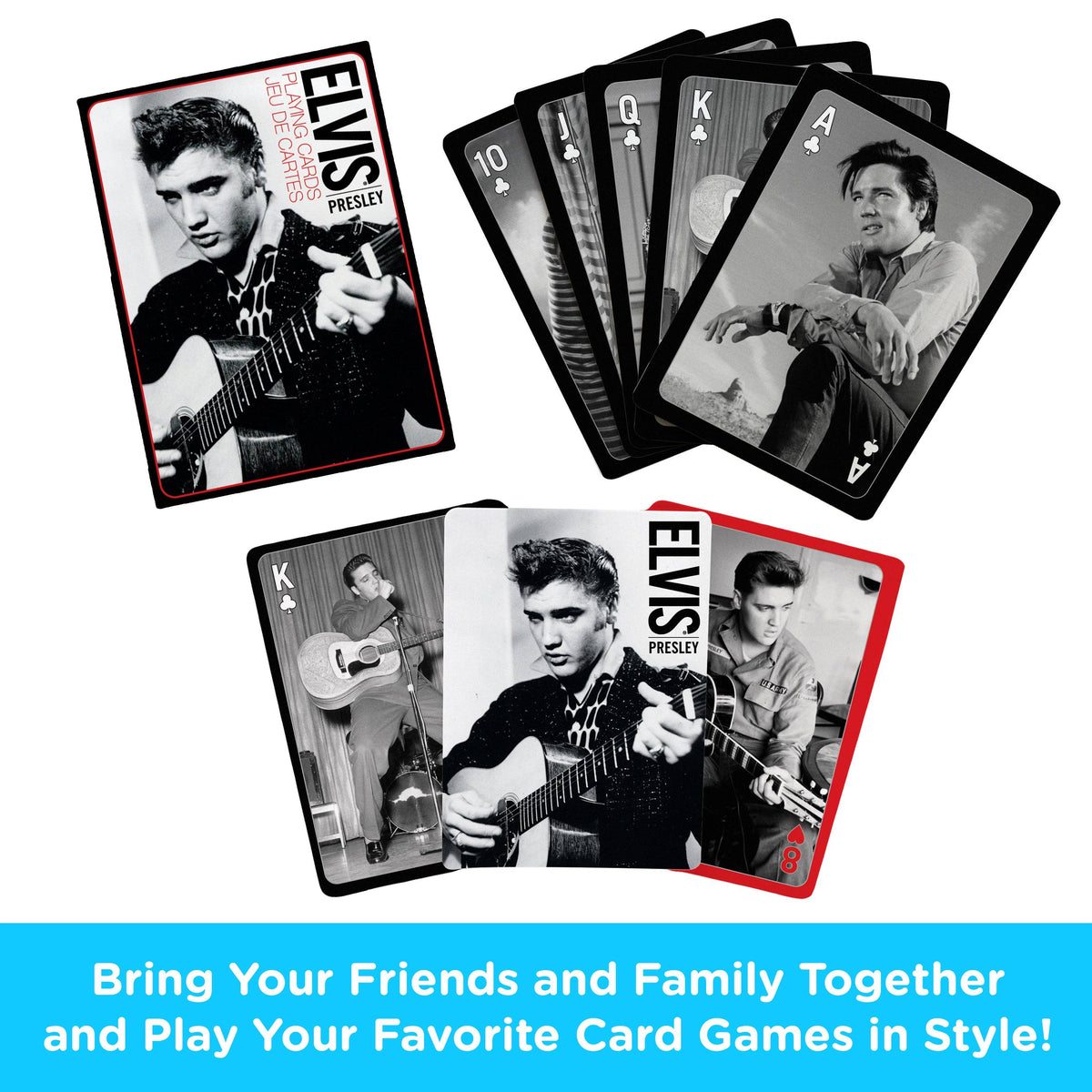 Elvis - Black & White Playing Cards