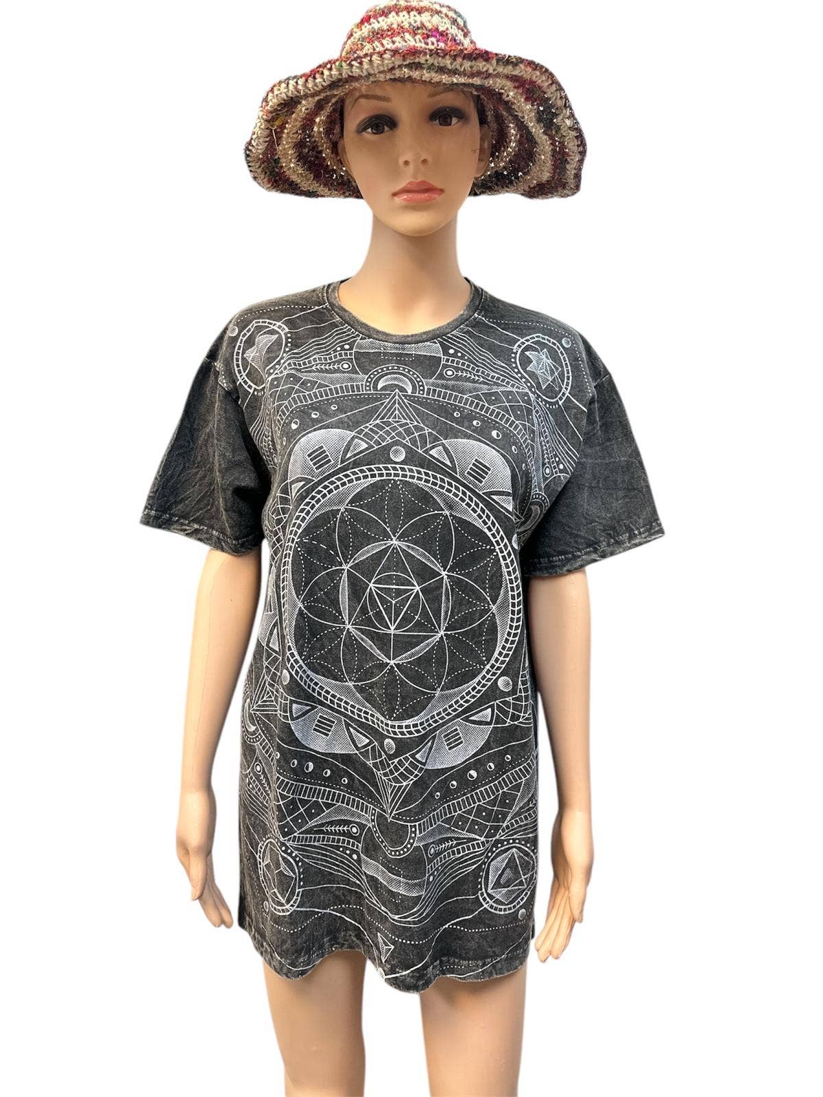 Cotton Stonewash Round Neck Mandala T-shirt S2031