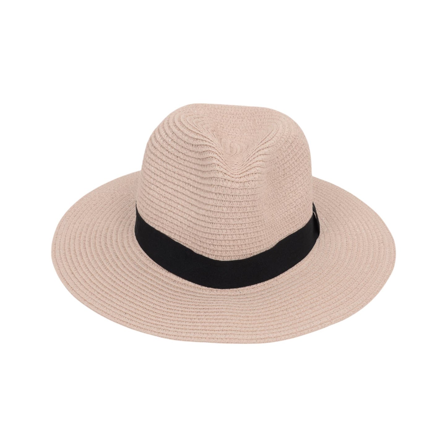 Wide Brim Straw Fedora Sun Hat Black Band Panama UV Hat