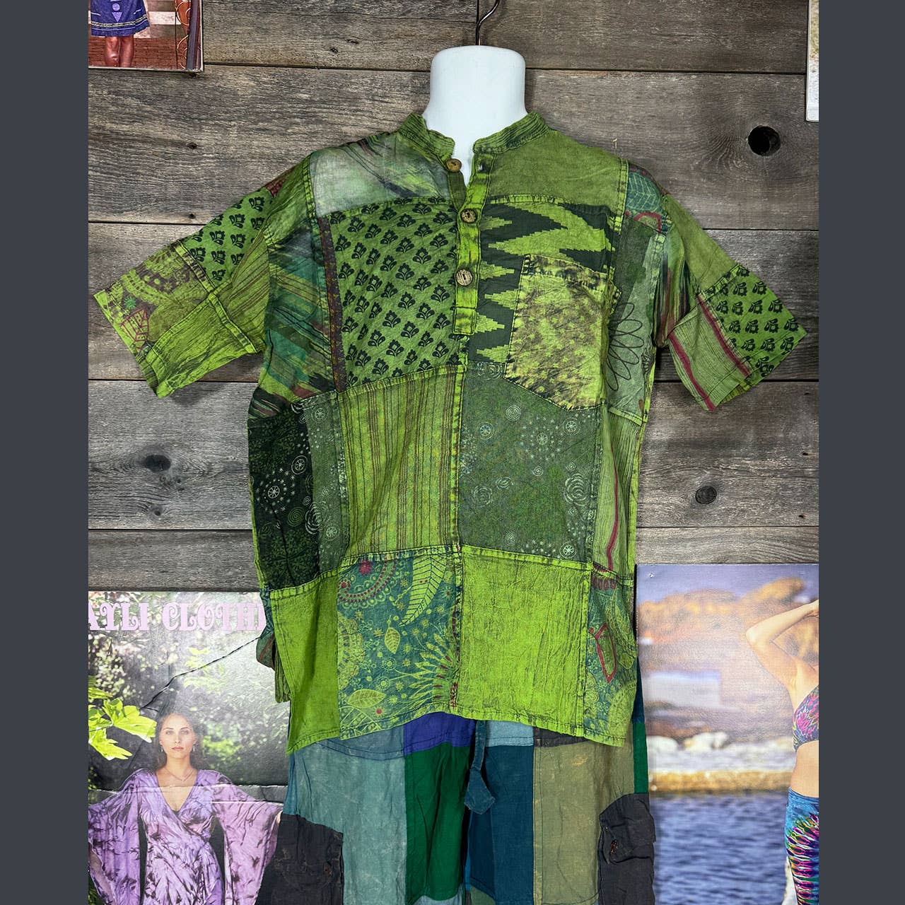 Jaypuri Patchwork Overdyed Cotton Men’s Hippie Shirt