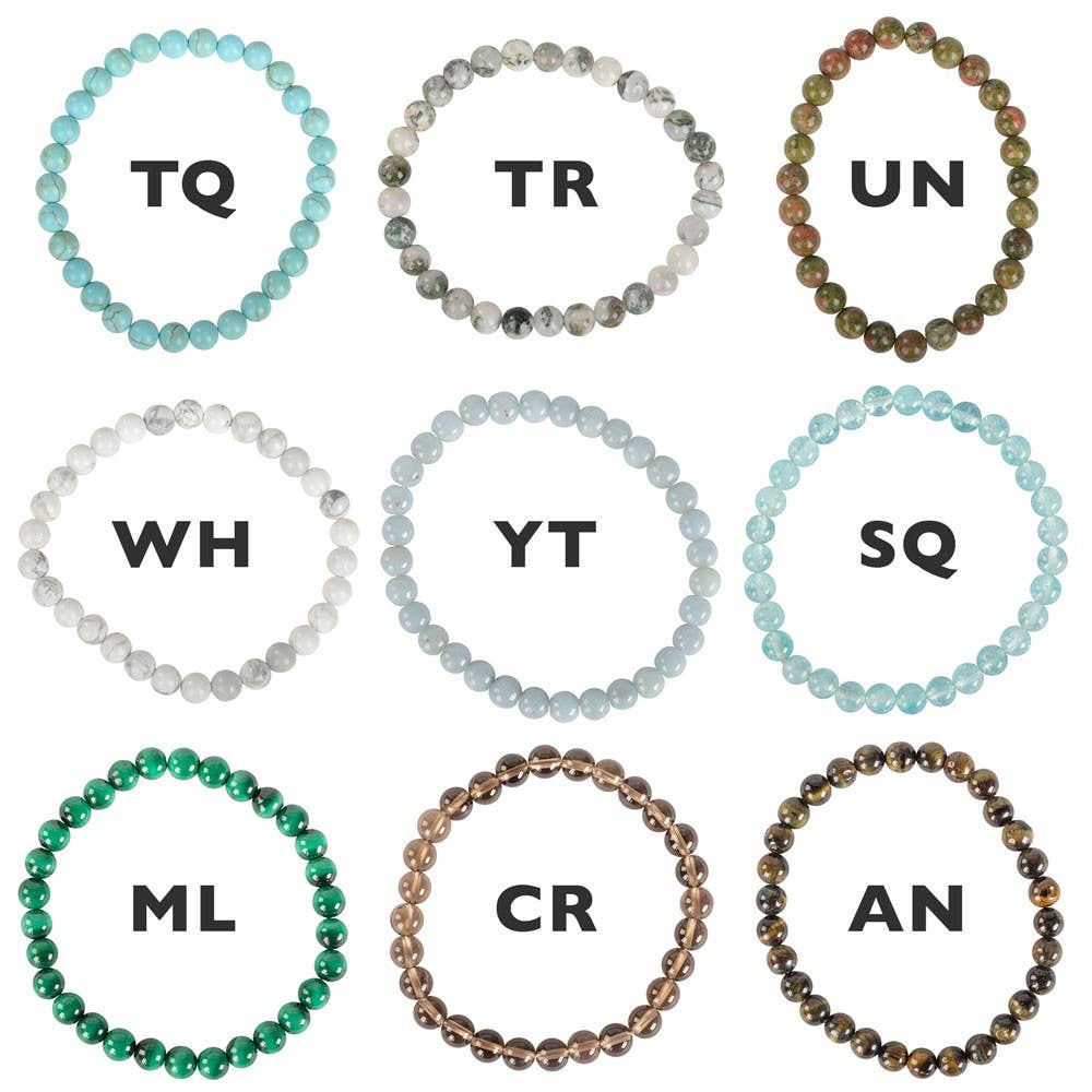 6mm Crystal Gemstone Stretch Bracelets