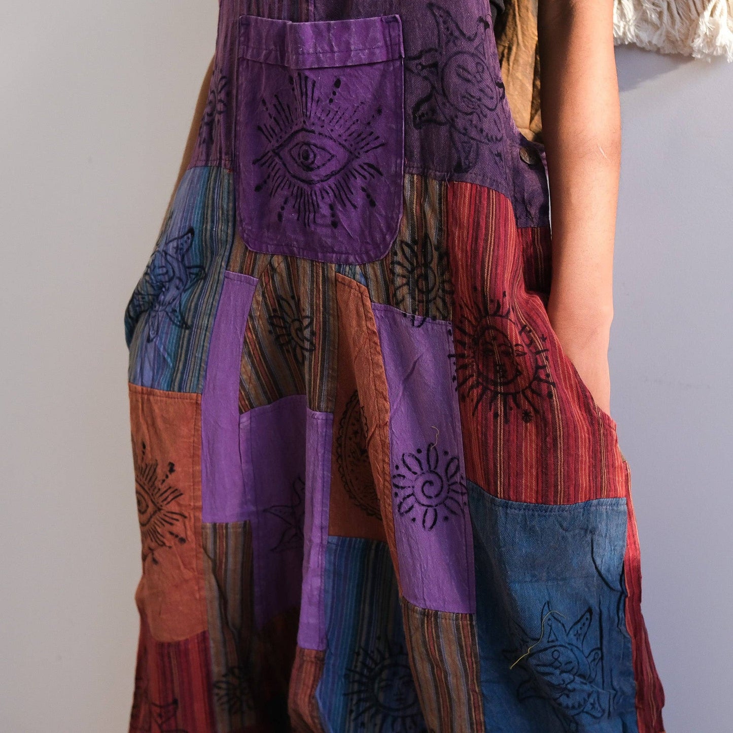 Patchwork Harem Cotton Unisex Jumpsuits (P19-K3C)