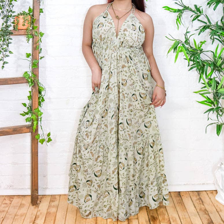Bohemian Celestial Backless Flowy Dress