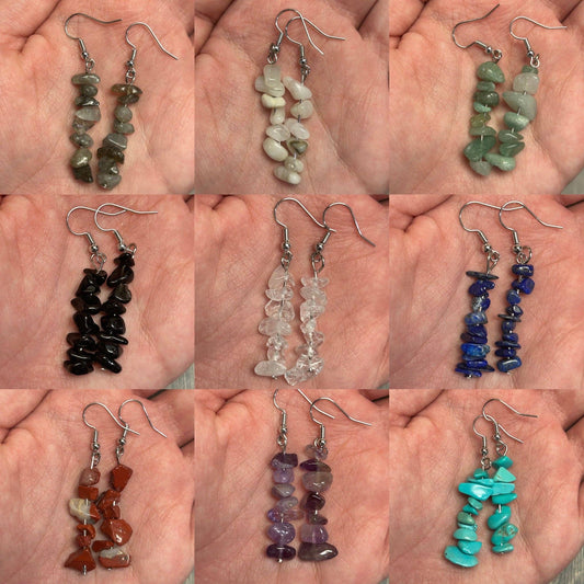 Gemstone Chip Dangle Earrings – Crystal Jewelry for Retailer