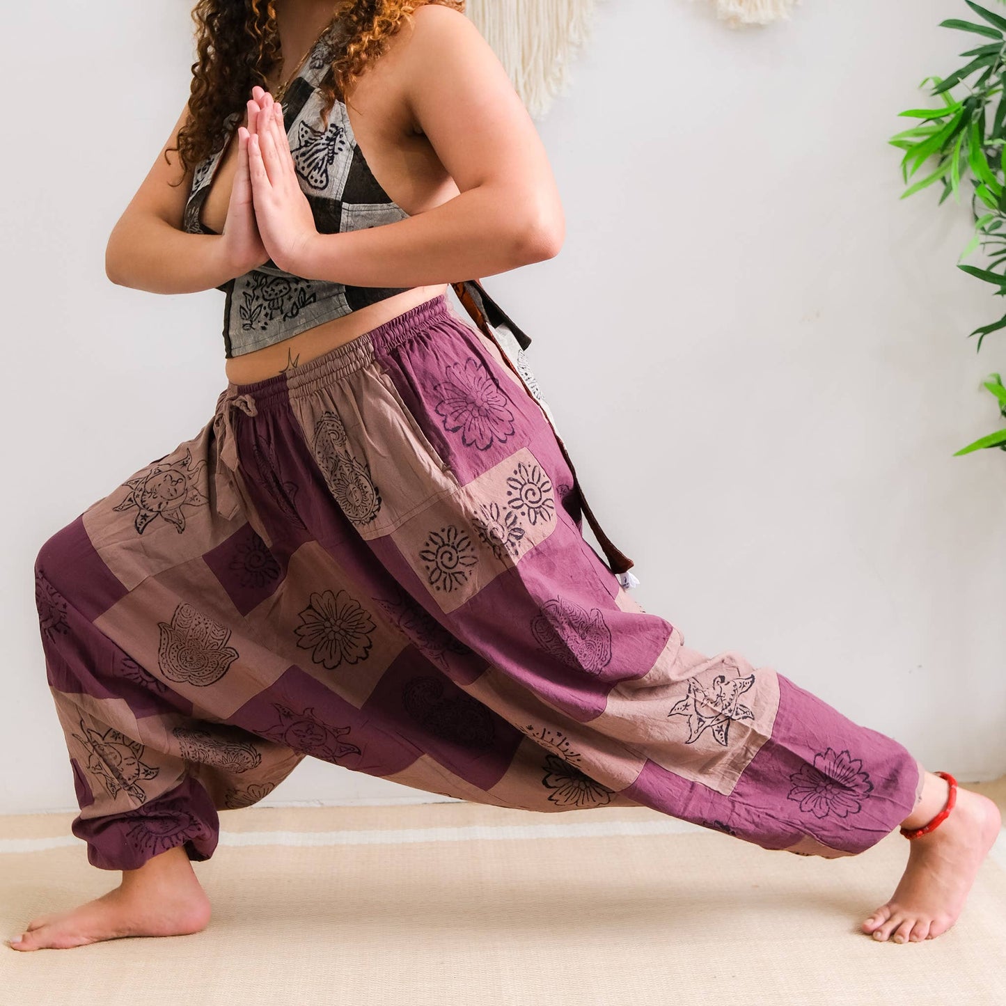 Patchwork Block Print Harem Pants (P39-U5G)