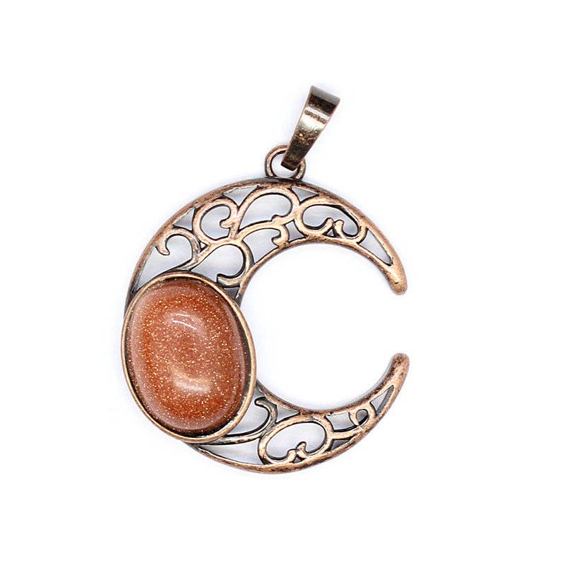 Natural Stone Hollow Moon Charm (Single Pendant) - CS/MS