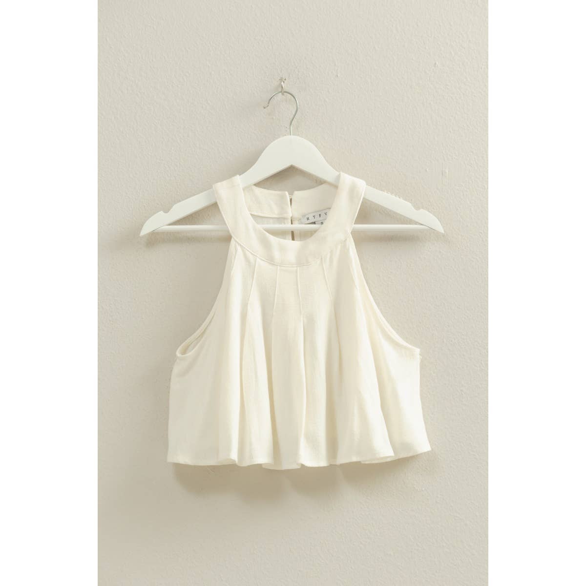 Halter Pleated Ruffle Crop Top