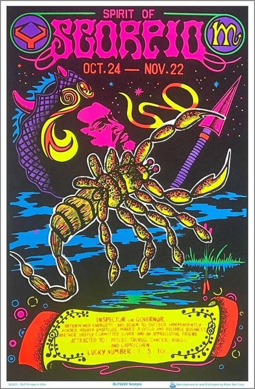 Scorpio Zodiac Sign Blacklight Poster 23" x 35"