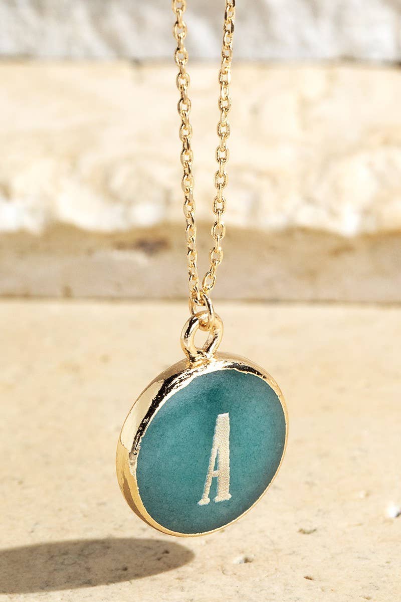 Initial Letter Round Pendant Necklace
