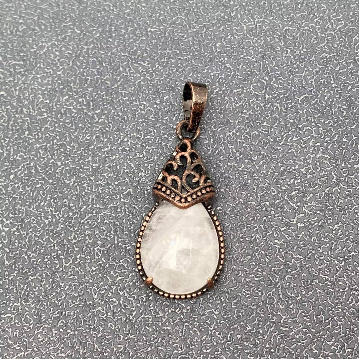 Drop-shaped Natural Stone Bronze Charms (Single Pendant) -CS