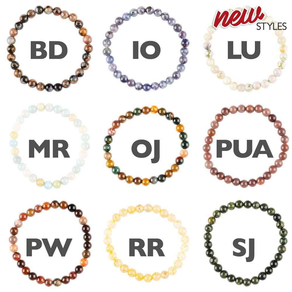 6mm Crystal Gemstone Stretch Bracelets