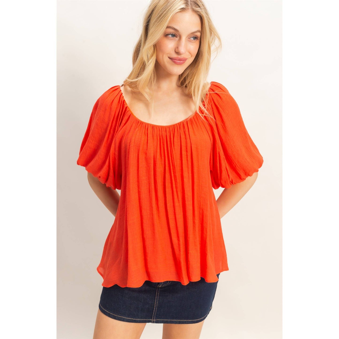 Gathered Puff Sleeve Blouse