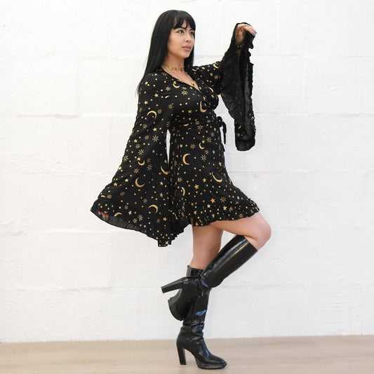 Celestial Goddess Boho Wrap Dress