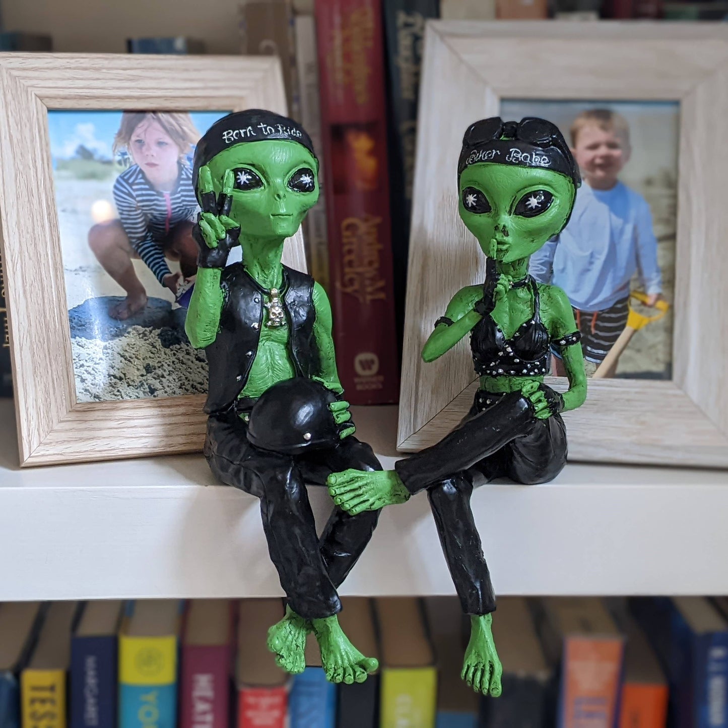 Alien Invasion Biker Babe & Dude Ledge Lounger Set 10" tall