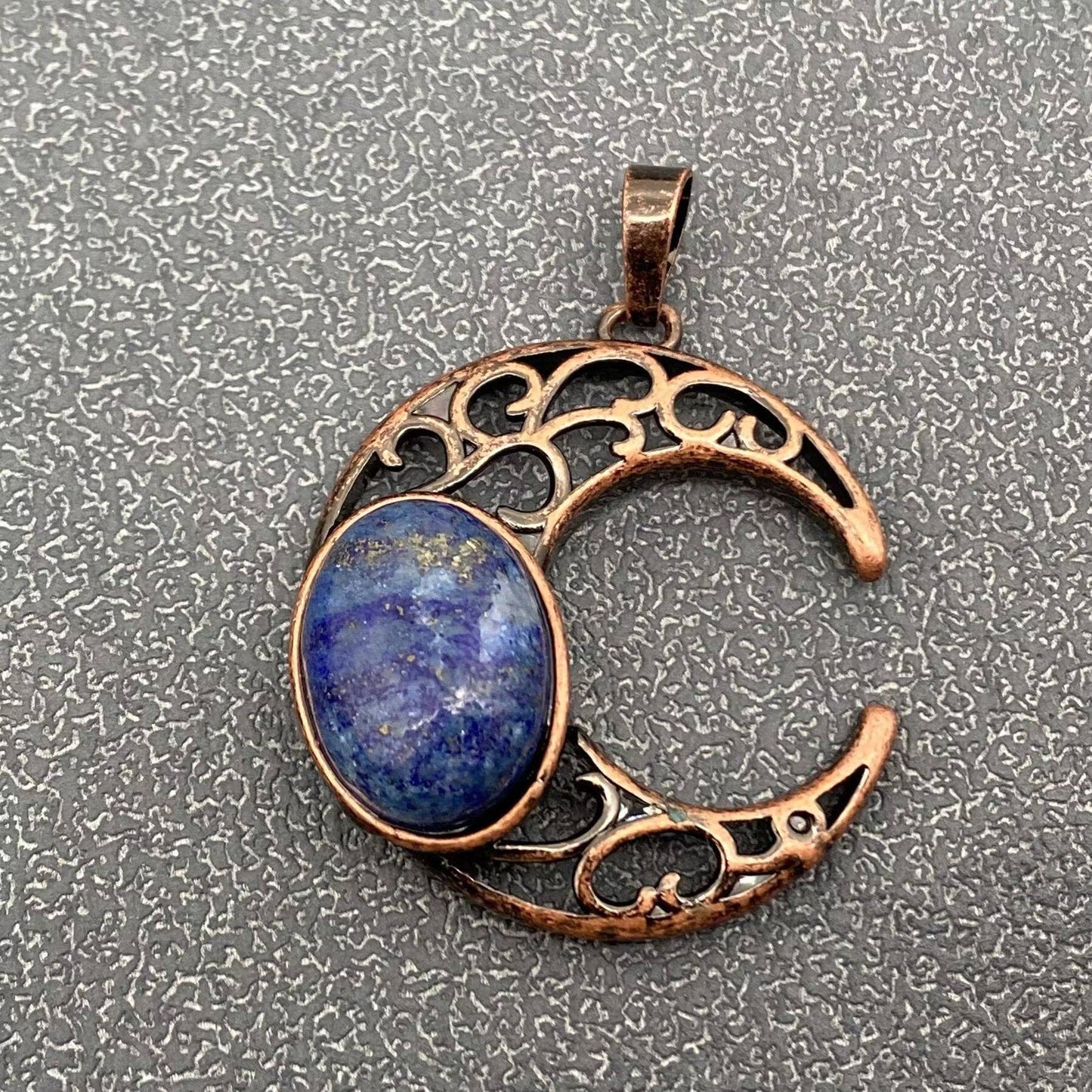 Natural Stone Hollow Moon Charm (Single Pendant) - CS/MS