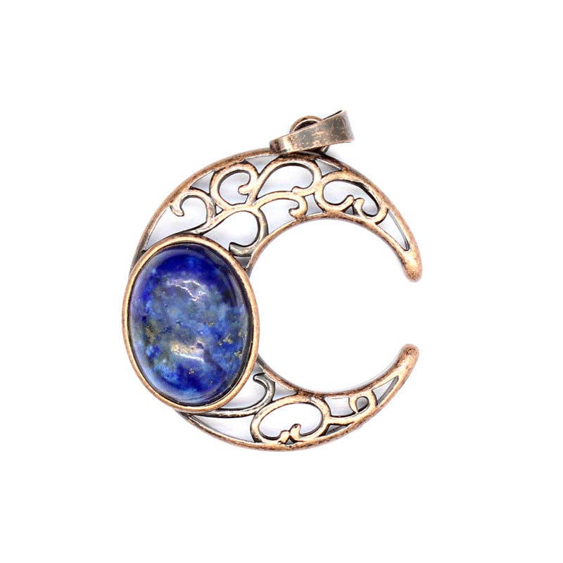 Natural Stone Hollow Moon Charm (Single Pendant) - CS/MS