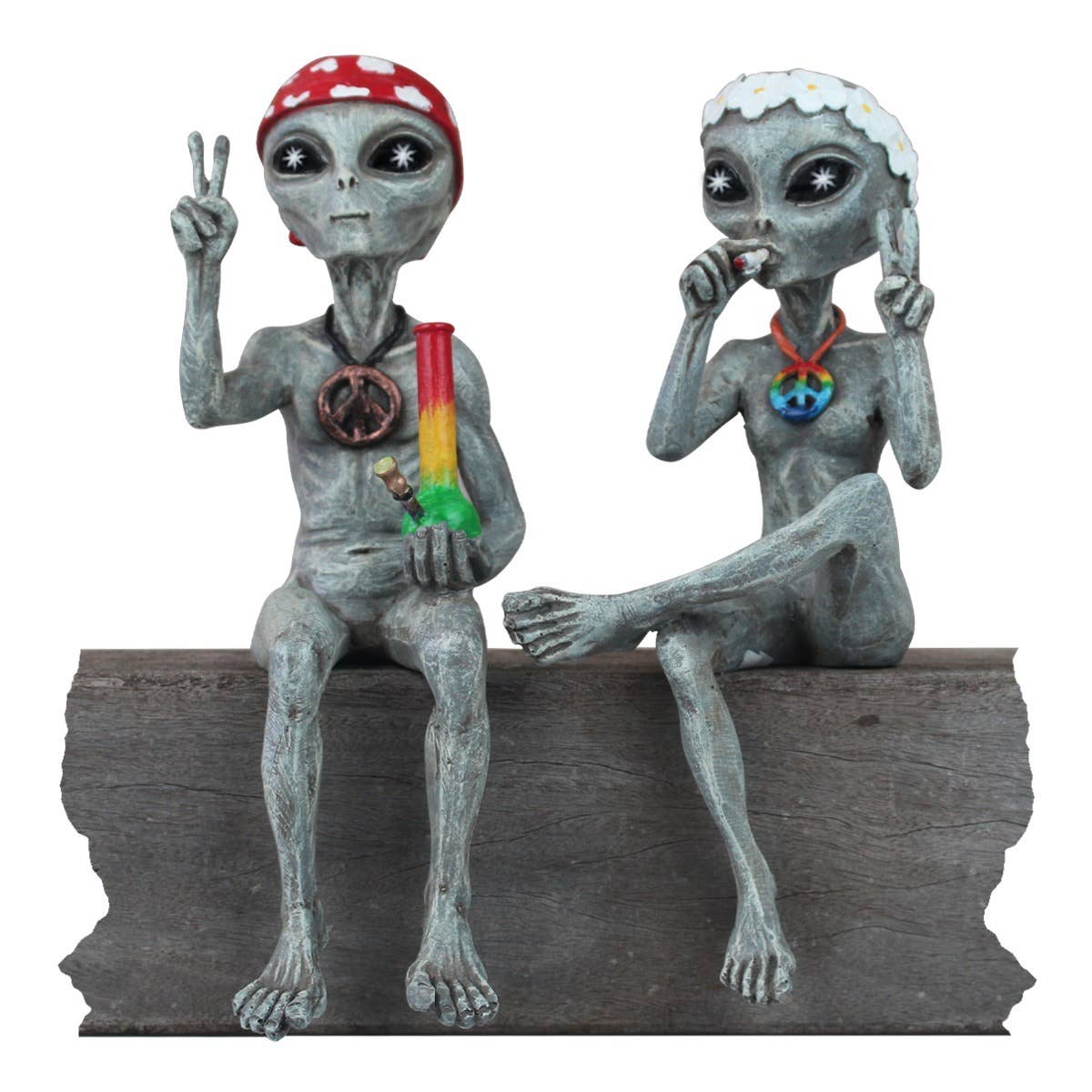 “Hippie and Stoner” 10 Inch H Alien Shelf Sitter Statues