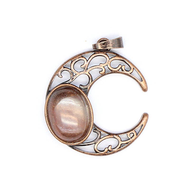 Natural Stone Hollow Moon Charm (Single Pendant) - CS/MS