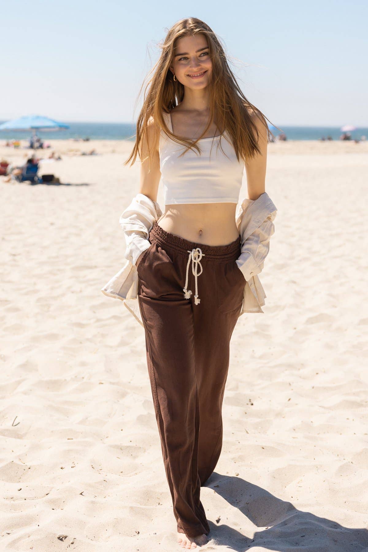 CALI1850 LINEN WIDE-LEG DRAWSTRING PANT (07024JLN000)