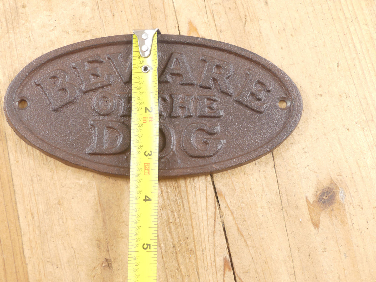 CAST IRON "BEWARE OF THE DOG" SIGN FUNNY HUMOR GIFT RUSTIC