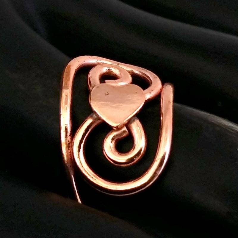 Art Deco Adjustable Beach Toe Rings in Pure Healing Copper