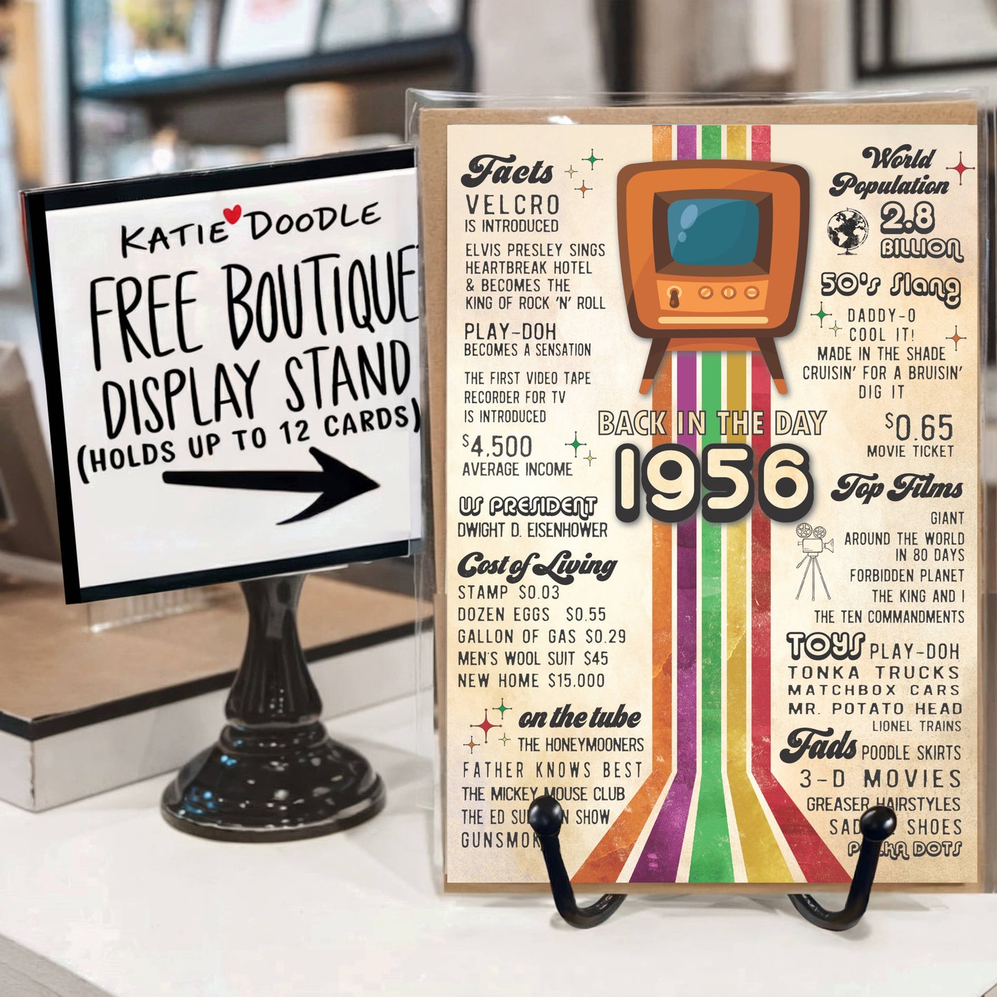 Birthday Cards, Greeting Cards Display, 1956 70th Retro, USA