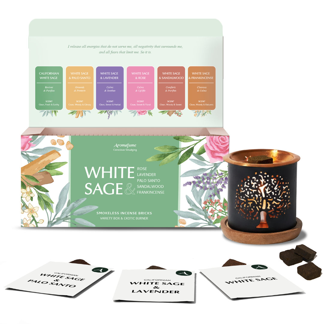 White Sage Incense Bricks & Burner Gift Set | Sage Incense