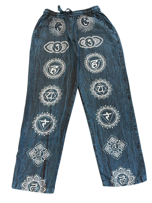 Cotton Sky Blue Seven Chakra Yoga Pant  NC62
