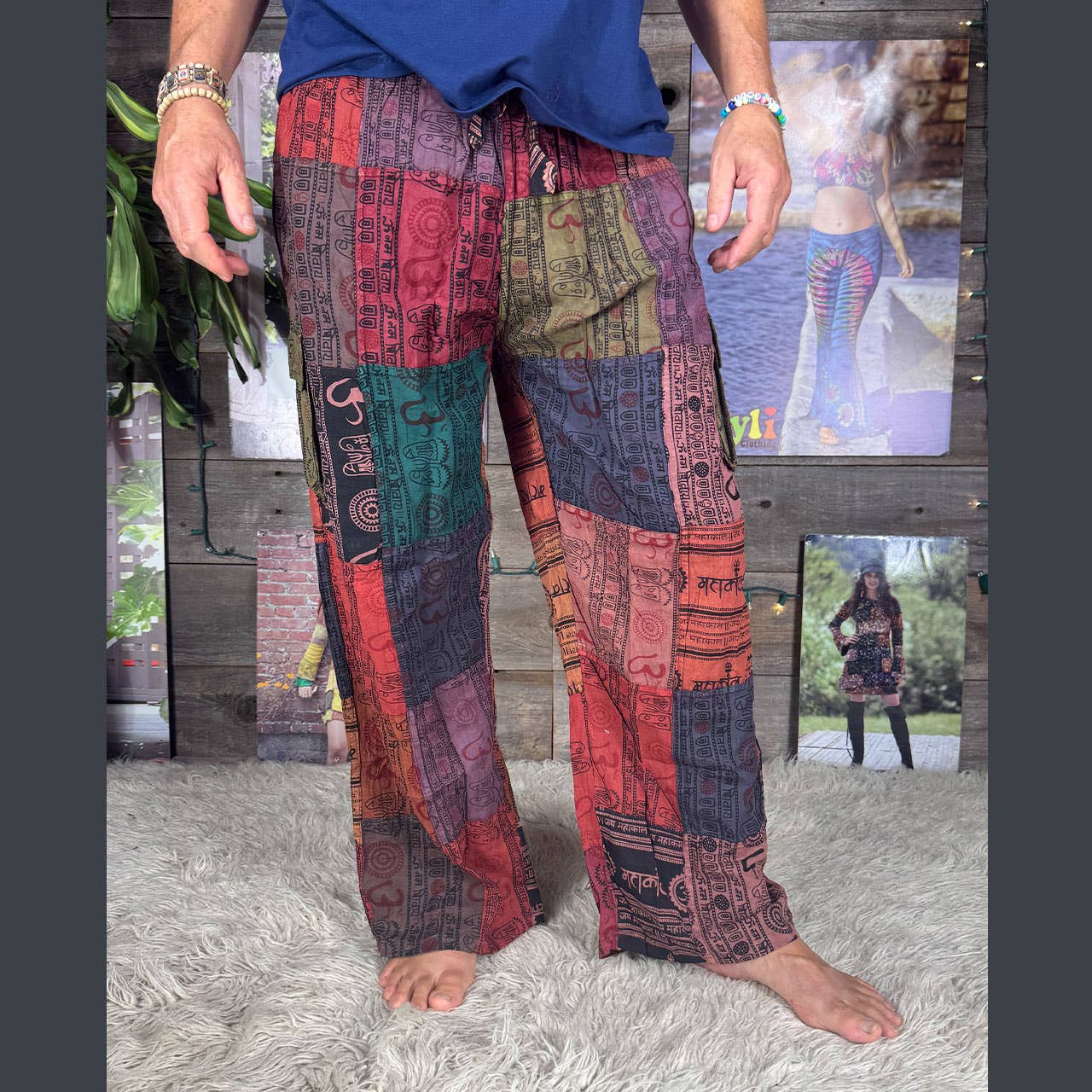 Cotton Stonewash Up-Cycle Patchwork Cargo Pants
